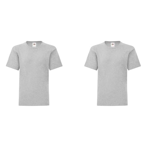GIDUTEX Kinder Tshirt Fruit of The Loom Iconic 2er oder 4er Pack Unisex (DE/NL/SE/PL, Numerisch, 164, Regular, 2, Heather Grey) von GIDUTEX