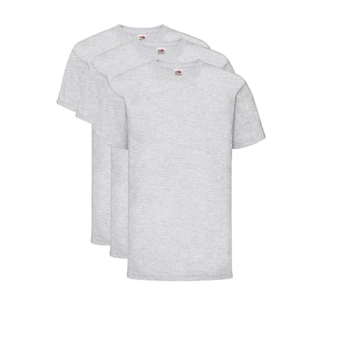 GIDUTEX Unisex Kinder T-Shirt von Fruit of The Loom 3er Pack Valueweight 104 116 128 140 152 (DE/NL/SE/PL, Numerisch, 140, Regular, Grau) von GIDUTEX