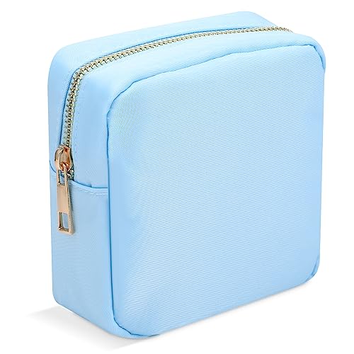 GIEAUAU Große Make-up-Tasche aus Nylon, Reise-Make-up-Taschen für Frauen, niedliche Kosmetiktasche mit Reißverschluss, Blau, MINI von GIEAUAU