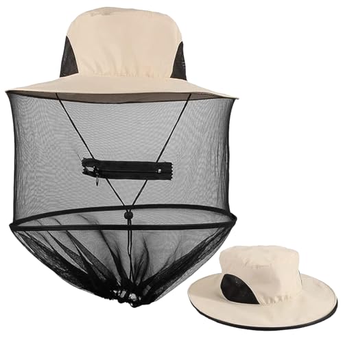 Moskitonetz Hut mit abnehmbarem Netz zum Schutz von Gesicht und Hals - Fischerhut Anti Moskito Mütze für Outdoor-Wandern, Camping, Gartenarbeit von GIEEU