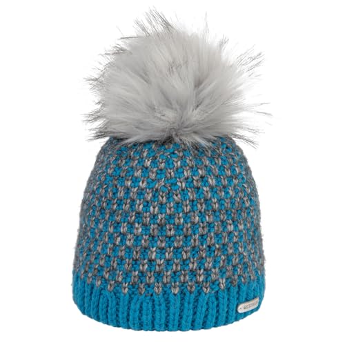 GIESSWEIN Beanie Brandstein – Damen Mütze mit Flauschigem Kunstfell-Bommel, 2-Färbig Gestrickte Wollmütze mit Fleece-Innenfutter, Stilvolle Wintermütze von GIESSWEIN