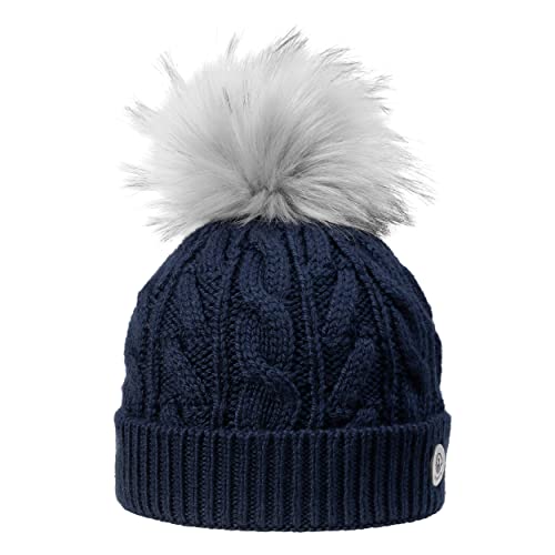 GIESSWEIN Beanie Lerchkogel - Damen Merino Mütze mit Kunstfell Bommel, Warm gefütterte Wintermütze für Frauen, Strickmütze von GIESSWEIN