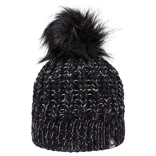 GIESSWEIN Beanie Leyberg - Merino Damen Wintermütze mit Bommel, Mütze Winter mit abnehmbarem Kunstfell Bommel, Strickmützen mit Fleecefutter Frauen von GIESSWEIN