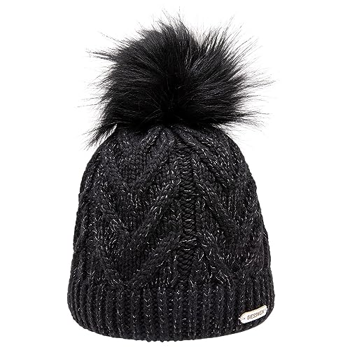 GIESSWEIN Beanie Silleck - Merino Damen Wintermütze mit Bommel, Mütze Winter mit abnehmbarem Kunstfell Bommel, Strickmützen mit Fleecefutter Frauen von GIESSWEIN