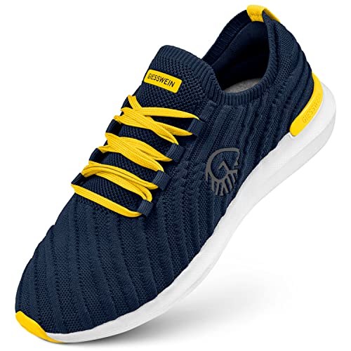 GIESSWEIN Eco Sneaker Herren - Atmungsaktive Walkingschuhe, Männer Freizeitschuhe mit Merino Fußbett, Leichte & Bequeme Mesh Stoffschuhe, Schlupfschuhe, Komfortable Fitnessschuhe von GIESSWEIN