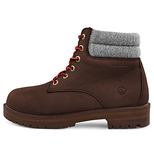 GIESSWEIN Leather Merino Boot Women - Damen Schnürstiefelette mit Merinowolle, Leder Winter Schuhe, warm gefütterte Worker Boots von Giesswein