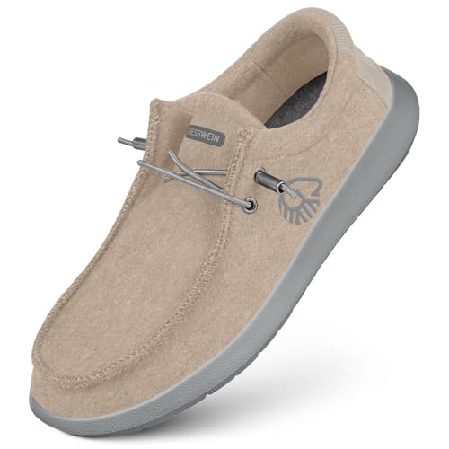 GIESSWEIN Merino Mokassin Herren - Slip on Schuhe aus Merino Wolle, Comfort Slipper, Männer Halbschuhe, weiche, Bequeme & leichte Freizeitschuhe in komfortabler Weite, Schlupf Sneakers von GIESSWEIN