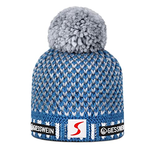 GIESSWEIN ÖSV Beanie Laaxerstökli - Merino Mütze mit Bommel, Ski Austria Beanie, Damen & Herren Strickmütze aus Merinowolle, Warm gefütterte Skimütze, Unisex Wintermütze von GIESSWEIN