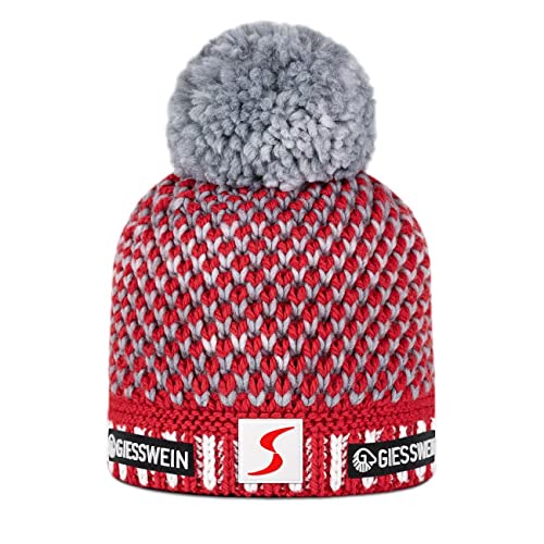 GIESSWEIN ÖSV Beanie Laaxerstökli - Merino Mütze mit Bommel, Ski Austria Beanie, Damen & Herren Strickmütze aus Merinowolle, Warm gefütterte Skimütze, Unisex Wintermütze von GIESSWEIN