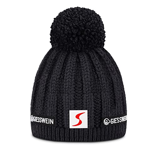 GIESSWEIN ÖSV Beanie Lenzerhorn - Merino Mütze mit Bommel, Ski Austria Beanie, Damen & Herren Strickmütze aus Merinowolle, Warm gefütterte Skimütze, Unisex Wintermütze von GIESSWEIN