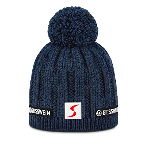 GIESSWEIN ÖSV Beanie Lenzerhorn - Merino Mütze mit Bommel, Ski Austria Beanie, Damen & Herren Strickmütze aus Merinowolle, Warm gefütterte Skimütze, Unisex Wintermütze von GIESSWEIN