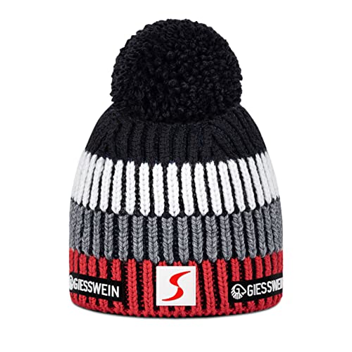 GIESSWEIN ÖSV Beanie Simonhöhe - Merino Mütze mit Bommel, Ski Austria Beanie, Damen & Herren Strickmütze aus Merinowolle, Warm gefütterte Skimütze, Unisex Wintermütze von GIESSWEIN