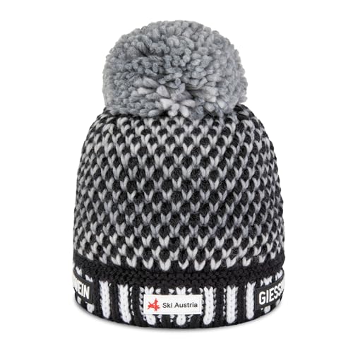 GIESSWEIN Ski Austria Beanie Laaxer Stökli - Merino Mütze Herren & Damen, Fleece gefütterte Wintermütze Damen, ÖSV Haube Herren, Mütze Damen mit Bommel, warme Strickmütze, Bommelmütze aus Merinowolle von GIESSWEIN