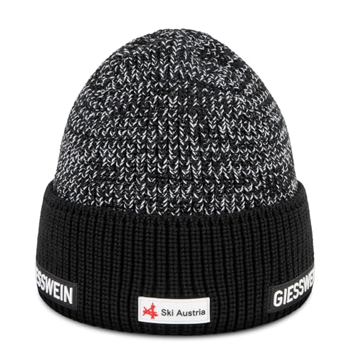 GIESSWEIN Ski Austria Cap Lauberhorn - Merino Mütze Herren & Damen, Fleece gefütterte Wintermütze Damen, ÖSV Haube Herren, Mütze Damen mit Umschlag, warme Strickmütze gefüttert, Beanie aus Merinowolle von GIESSWEIN