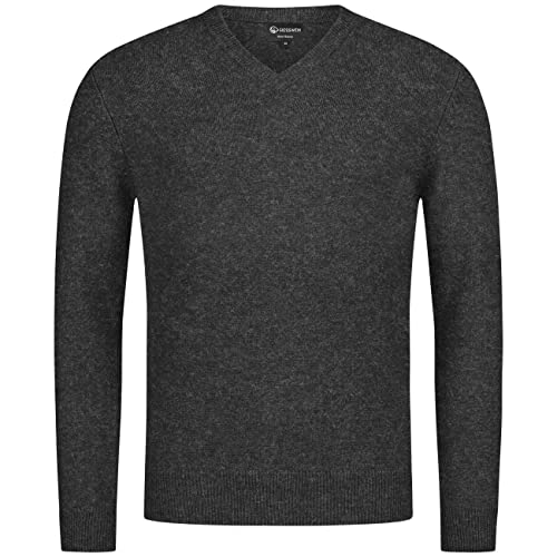 GIESSWEIN Wollpullover V-Ausschnitt Herren - Klassischer Pullover aus 100% Lammwolle, Langarm Strickpullover, Feinstrick Männer Sweater von GIESSWEIN