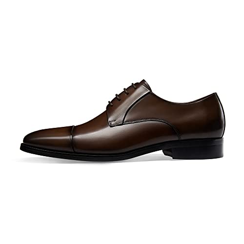 GIFENNSE Herren Lederschuhe Herren Oxfords formelle Anzugschuhe für Herren, dunkelbraun, 43 EU von GIFENNSE