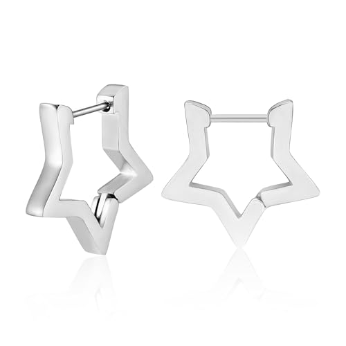 GIFT4U Ohrringe Silber - Ohrringe Mädchen Damen Silber Sterne Creolen Klein Ohrhänger für Mädchen Kinder Damen Kommt in Schmuck Geschenk Box von GIFT4U