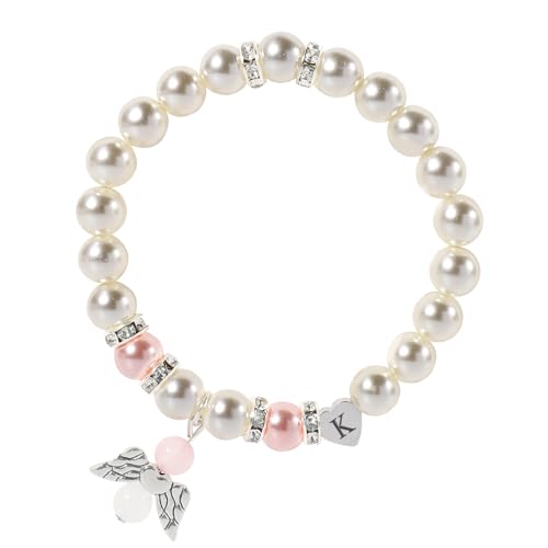 GIFT4U Taufgeschenke für Mädchen,Armband Kinder Mädchen Perlen Armbänder mit Schutzengel Armband Geschenk für Kommunion Geburtstag von GIFT4U