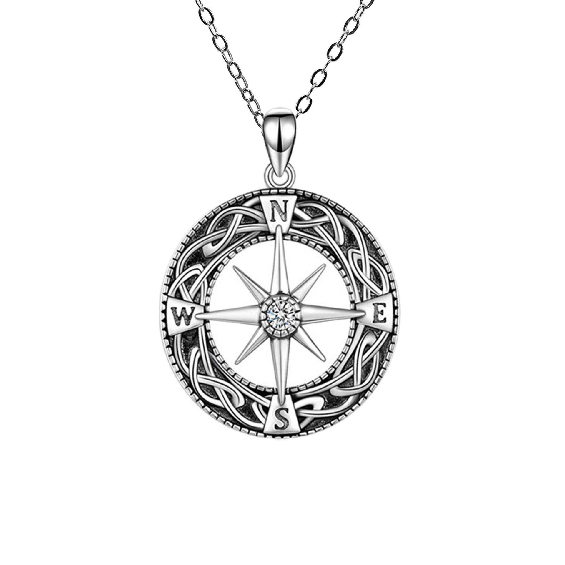 Cable Chain 1, 0mm Halskette 925 Sterling Silber Anhänger Kompass Zirkon Damen Herren Cable Chain 1, 0mm Halskette 925 Sterling Silber Anhänger Kompass Zirkon Damen Herren von GIIOAS