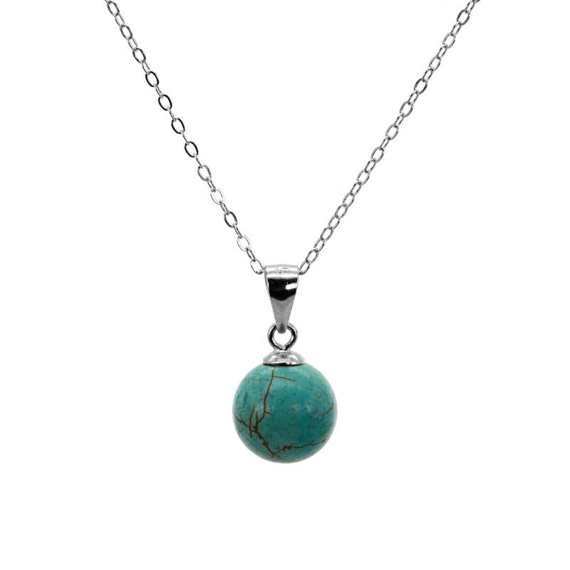 Cable Chain 1, 0mm Halskette 925 Sterling Silber Perlenanhänger Tigerauge Türkis Cat-Eye 10mm Damen Herren von GIIOAS