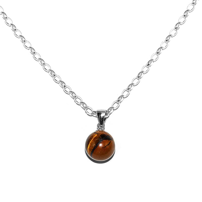 Rolo Kette Halskette 2, 4 Mm Perlenanhänger Tigerauge - Cat Eye Türkis 925 Sterling Silber Damen Herren 10Mm Perlen von GIIOAS