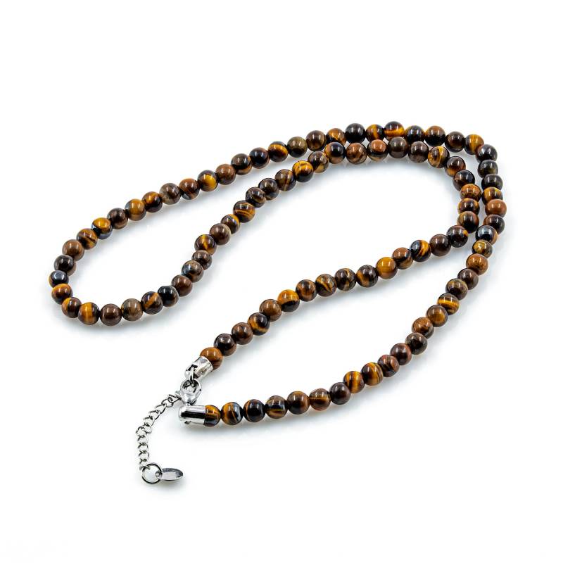 Tigerauge Kette Halskette 6mm Perlen Black 60cm Perlenhalskette Schwarz Damen Herren von GIIOAS