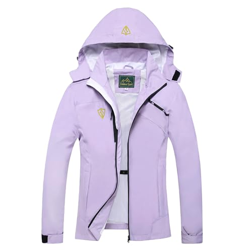 GIISAM Wasserdichte Damen-Regenjacke, leicht, winddicht, durchgehender Reißverschluss, verstaubarer Herbst-Regenmantel, Windbreaker mit Kapuze, Violett, XXX-Large GIISAM Wasserdichte Damen-Regenjacke, leicht, winddicht, durchgehender Reißverschluss, verstaubarer Herbst-Regenmantel, Windbreaker mit Kapuze, Violett, XXX-Large von GIISAM