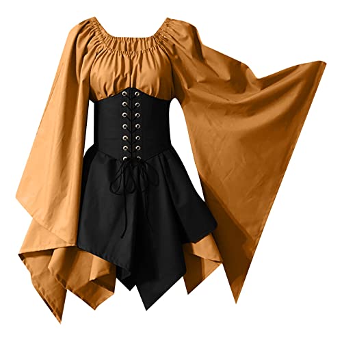 Cape Damen Schwarze Kleider Mittelalter Kleidung Damen Bluse Halloween Rock Damen Black Dress Halloween Steampunk Damen Damen Kleider Nonnen Kostüm Damen Halloween Lila Kleid Damen Purge von GIIWAKI