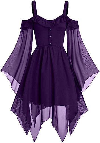 GIIWAKI Geist Gothic Steampunk Kleid Damen - Halloween Kostüm Große Größen Korsett Helloween Hexe Prinzessin Maxikleid von GIIWAKI