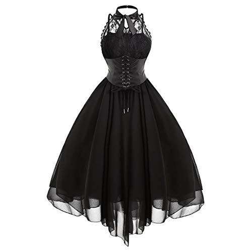 GIIWAKI Halloween Kostüm Damen Braut Festliche Kleidung Damen Halloween Kleider Schwarzes Kleid Damen Halloween Maid Cosplay Gothic Oberteil Damen Corsagenkleid Brautkleid Halloween Gothic Kleidung von GIIWAKI