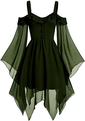 GIIWAKI Karneval Geist Halloween Kostüm Damen XS Kleid Nonnen Maid Dress Faschingskostüme Hexen Skelett von GIIWAKI