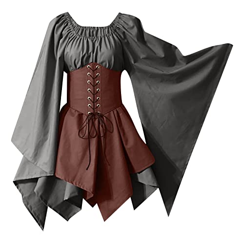 GIIWAKI Weißes Kleid Pirat Gothic Damen Schleier Schwarz Halloween Kleider Halloween Dress Halloween Kostüm Damen Xs Halloween Frauen Kostüm Barock Kleid Horror Kostüm Damen Abendkleider Elegant von GIIWAKI