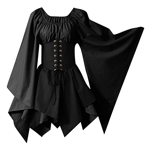 Piraten Korsett Damen Corsagenkleid Damen Malifesent Kostüm Damen Kostüme Frauen Schwarzer Schleier Abendkleid Damen Halloween Costumes Rokoko Kleid Cape Damen Hallooweenkleid Damen Mittelalterkleid von GIIWAKI