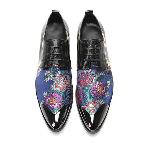 Business Schuhe Herren Classic Black Printed Men's Lace Up Sleeve Leather Shoes Pointed Casual Business Dress Shoes Party Wedding Shoes(Color 2,43) von GIJMZY