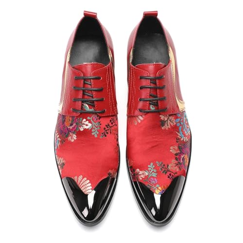 Business Schuhe Herren Classic Black Printed Men's Lace Up Sleeve Leather Shoes Pointed Casual Business Dress Shoes Party Wedding Shoes(Color 3,45) von GIJMZY