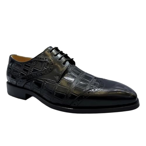 Business Schuhe Herren Men's Oxfords Classic Plain Toe Formal Shoes Lace-Up Wedding Party Office Dress Footwear(Black,42) von GIJMZY
