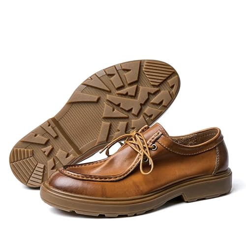 Business Schuhe Herren Men's Shoes Retro Soft Cowhide Men's Shoes British Business Casual Dress Lacing Soft Sole Leather Shoes(Brown,42) von GIJMZY