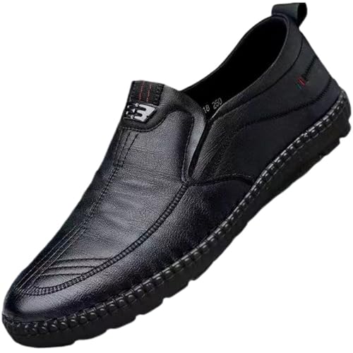 Business Schuhe Herren Mens Loafers Non Slip Walking Flats Breathable Outdoor Slip On Casual Shoes for Male Work Office(Black,42) von GIJMZY