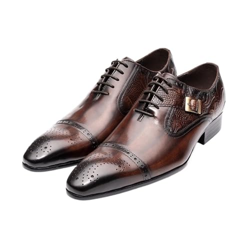Business Schuhe Herren Nice Men Black Brown Oxford Brogue Dress Shoes Office Mens Leather Mens Pair with Suit Jeans Side Lace Up Buckle(43) von GIJMZY