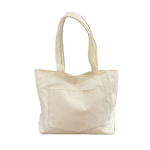 Cord Tasche Damen Damen-Umhängetasche aus Cord, lässige, modische Handtasche mit großem Fassungsvermögen for Ausgehen, Geldbörsen und Handtaschen, Designertasche(WHITE) von GIJMZY