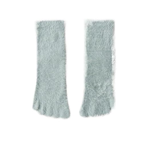 Flauschige Socken 2 STÜCK Damen Dicke Fünf-Finger-Socken Winter Warme Korallenvlies Flauschige Zehensocken Gestreifte, weiche, gemütliche Strumpfwaren Mädchen Weibliche Bodenhausschuhe(Light green) von GIJMZY
