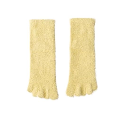 Flauschige Socken 2PC Frauen Mädchen Dicke Korallen Fleece Fünf Finger Socken Winter Warme Flauschige Zehen Socken Weiche Gemütliche Strumpfwaren Weibliche Anti-slip Boden Hausschuhe(5(Yellow)) von GIJMZY