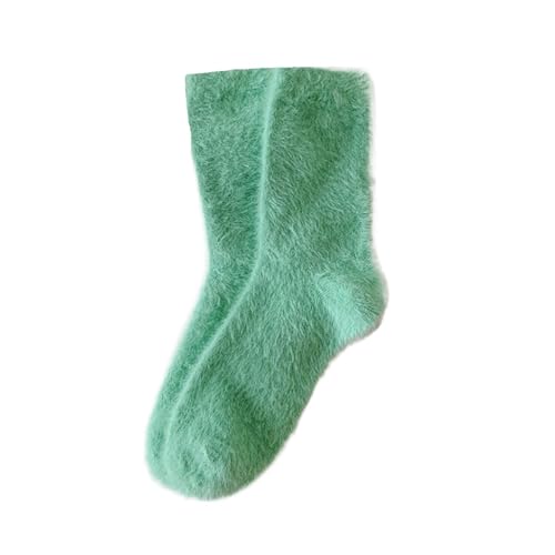 Flauschige Socken 3PC Nerz Fleece Socken Herbst Socken for Frauen Winter Schwarz Mid-rohr Socken Verdickte Warme Korallen Fleece Schlaf socken Socken(Lake green) von GIJMZY
