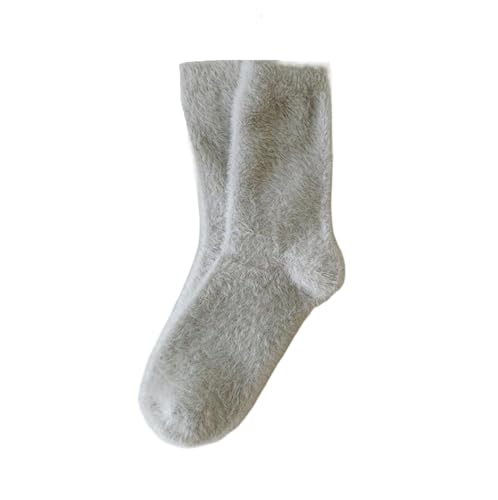 Flauschige Socken 3PC Nerz Fleece Socken Herbst Socken for Frauen Winter Schwarz Mid-rohr Socken Verdickte Warme Korallen Fleece Schlaf socken Socken(Light Grey) von GIJMZY