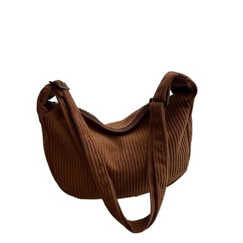GIJMZY Cord Tasche Damen 2PC Casual Light Cord Hobos Schultertaschen for Frauen Einfache Einfarbige Damen Umhängetasche Mode Weibliche Reise Handtaschen Tote(Coffee) von GIJMZY
