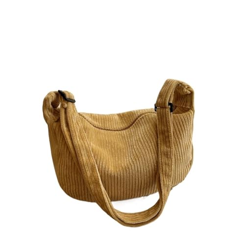 GIJMZY Cord Tasche Damen 2PC Casual Light Cord Hobos Schultertaschen for Frauen Einfache Einfarbige Damen Umhängetasche Mode Weibliche Reise Handtaschen Tote(Yellow) von GIJMZY