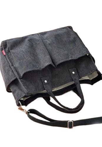 GIJMZY Cord Tasche Damen Cord-Umhängetasche, stilvolle Pendler-Umhängetasche mit mehreren geräumigen Taschen, Handtasche for Damen(Black) von GIJMZY
