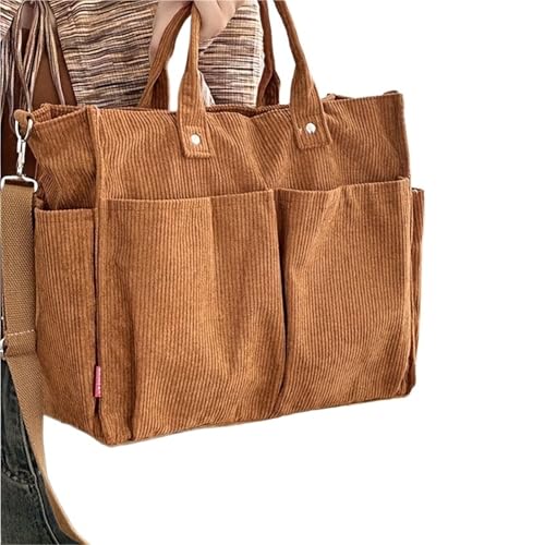 GIJMZY Cord Tasche Damen Cord-Umhängetasche, stilvolle Pendler-Umhängetasche mit mehreren geräumigen Taschen, Handtasche for Damen(Brown) von GIJMZY