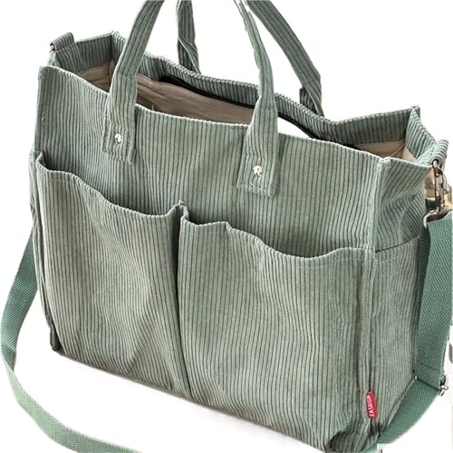 GIJMZY Cord Tasche Damen Cord-Umhängetasche, stilvolle Pendler-Umhängetasche mit mehreren geräumigen Taschen, Handtasche for Damen(Green) von GIJMZY
