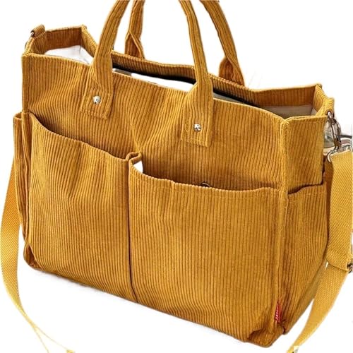 GIJMZY Cord Tasche Damen Cord-Umhängetasche, stilvolle Pendler-Umhängetasche mit mehreren geräumigen Taschen, Handtasche for Damen(Yellow) von GIJMZY